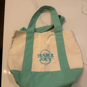 Trader Joes Spring 2025 Mint Green Mini Pastel Canvas Tote Bag LIMITED EDITION